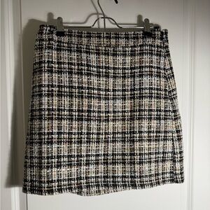 LOFT Tweed Plaid Mini Skirt in Black and Cream